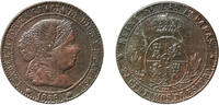 Spain 2½ Escudo cents Spain Kingdom 1868 OM 2½ Centimos de Escudo - Isabel II Bronze Barcelona Mint 5.96g XF KM 634 Cal 638 -