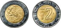 Mexico 2 Pesos Mexico United Mexican States 1998 Mo 2 Pesos Bimetallic: aluminium bronze centre in stainless steel ring Casa de Moneda de Méxic -