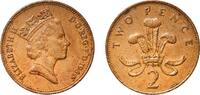 United Kingdom 2 Pence Great Britain Kingdom of England 1989 2 Pence - Elizabeth II (3rd portrait; non-magnetic) Bronze Royal Mint (359226000) 7.18g XF -