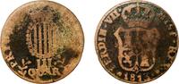 Spain 3 Quarts Spain Principality of Catalonia Kingdom 1813 3 Quartos (III QUAR) Copper Traveling mint of Catalonia 6.66g F Cal 1520 KM 115 -