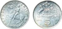 Chile 5 Escudos Chile Republic 1972 So 5 Escudos Aluminium Casa de Moneda de Chile Mint 1.48g UNC KM 199a -