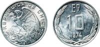 Chile 10 Escudos Chile Republic 1974 So 10 Escudos Aluminium Casa de Moneda de Chile Mint (33750000) 2.02g UNC KM 200 -
