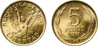 Chile 5 Pesos Chile Republic 1981 So 5 Pesos Nickel brass Casa de Moneda de Chile Mint (17000000) 2.69g UNC KM 217 -