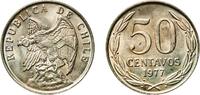 Chile 50 Centavos Chile Republic 1977 So 50 Centavos Nickel brass (70% Copper; 15% Nickel; 15% Zinc) Casa de Moneda de Chile Mint (10000000) 4.02g -