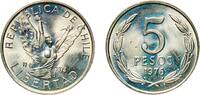 Chile 5 Pesos Chile Republic 1976 So 5 Pesos Nickel brass (70% Copper; 15% Nickel; 15% Zinc) Casa de Moneda de Chile Mint (2100000) 6.85g UNC -