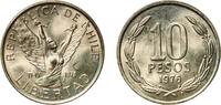 Chile 10 Pesos Chile Republic 1976 So 10 Pesos Nickel brass (70% Copper; 15% Nickel; 15% Zinc) Casa de Moneda de Chile Mint (2100000) 9g UNC K -