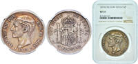 Spain 5 Pesetas Spain Kingdom 1878 ????18-78 5 Pesetas - Alfonso XII (2nd portrait) Silver (.900) Madrid Mint (5000000) 25g NGC VF 45 KM 676 Ca -