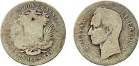 Venezuela 2 Bolivars Venezuela Republic 1887 2 Bolívares Silver (.835) (Copper .165) Caracas Mint 9.45g F Y 23 NCV mv2bs-aa -