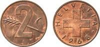 Switzerland 2 Rappen Switzerland Federal State 1968 B 2 Rappen (Wheat spike) Bronze (95% copper, 4% tin, 1% zinc) Bern Mint (2860000) 3g UNC HMZ 2 1 -
