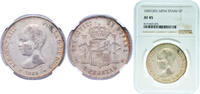 Spain 5 Pesetas Spain Kingdom 1889 ????18-89 MPM 5 Pesetas - Alfonso XIII (1st portrait) Silver (.900) Madrid Mint (4681328) 25g NGC XF 45 Cal 1 -