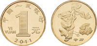 China 1 Yuan China People's Republic 2011 1 Yuan (Year of the Rabbit) Brass (60000000) 6.75g BU KM 1993 -