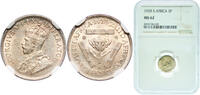 1928 Pretoria Mint South Africa 1928 3 Pence - George V (ZUID-AFRIKA 3 PENCE) Silver (.800) (80%Ag, 20%Cu) Pretoria Mint (919390) 1.4g NGC MS 62 K