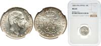 10 Centavos 1885 Manila Mint Philippines kingdom 1885 10 Centimos - Alfonso XII “Original luster, wi