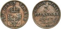 Kingdom of Prussia 3 Pfenninge 1867 A Berlin Mint Germany Kingdom of Pru... 8,80 EUR  zzgl. 10,00 EUR Versand