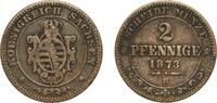 Kingdom of Saxony 2 Pfennigs 1873 B Dresden Mint Germany Kingdom of Saxo... 6,60 EUR  zzgl. 10,00 EUR Versand