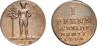 Brunswick-Lüneburg-Calenberg-Hannover 1 Pfennig Germany Brunswick-Lüneburg-Calenberg-Hannover German states 1794 PLM 1 Pfenning - George III Copper Clausthal Mint 3.07g XF KM 3 -