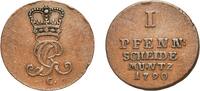 Brunswick-Lüneburg-Calenberg-Hannover 1 Pfennig Germany Brunswick-Lüneburg-Calenberg-Hannover German states 1790 .C. 1 Pfenning - George III Copper Clausthal Mint 3g VF Welter -