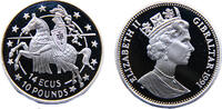 Gibraltar 14 ECUs / 10 Pounds Gibraltar British colony Elizabeth II 1991 14 ECUs / 10 Pounds Knight, left -