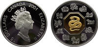 Canada 15 Dollars Canada Commonwealth Elizabeth II 2001 15 Dollars Lunar Cameo Coin, Year of the Snake -