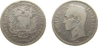 Venezuela 5 Bolívares Venezuela Fourth Republic 1886 5 Bolívares Silver (.900) (Copper .100) 24.5g VF Y 24.1 KM 24 -