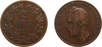 Sweden 2 Öre Riksmynt Sweden Kingdom 1860 2 Öre - Carl XV Bronze (196875) 5.7g VF KM 706 -