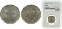 Cuba 20 Centavos Cuba First Republic 1949 20 Centavos Silver (.900) (silver 90%, copper 10%) Philadelphia Mint (13170000) 5g NGC MS 64 KM 13 Y 7 -