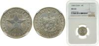 Cuba 10 Centavos Cuba First Republic 1949 10 Centavos Silver (.900) (silver 90%, copper 10%) Philadelphia Mint (9880000) 2.5g NGC MS 64 KM A12 Y -