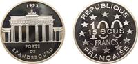 France 100 Francs France Fifth Republic 1993 100 Francs / 15 ECUs (Brandenburg Gate) Silver (.900) (20000) 22.2g PF KM 1032 -