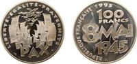 France 100 Francs France Fifth Republic 1995 100 Francs - 50th Anniversary of the end of World War II (Silver Proof Issue) Silver (.900) 22.2g PF -