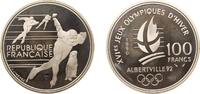 France 100 Francs France Fifth Republic 1990 100 Francs (Speed Skating) Silver (.900) (136485) 22.2g PF KM 980 -