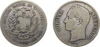 Venezuela 5 Bolívares Venezuela United States 1888 5 Bolívares Silver (.900) (Copper .100) (281000) 24.2g VF Y 24 KM 24 -