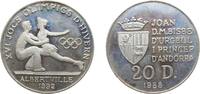 Andorra 20 Diners Andorra Principalty 1988 20 Diners - Joan Martí i Alanis (XVI Winter Olympic Games) Silver (.925) Karlsruhe Mint (15000) 16g PF -