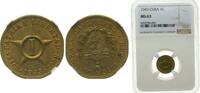 Cuba 1 Centavo Cuba First Republic 1943 1 Centavo Brass (Copper 70%, Zinc 30%) Philadelphia Mint 2.3g NGC MS 63 KM 9.2a JMA 5 Y 3a -