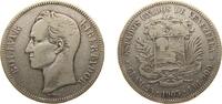 Venezuela 5 Bolívares Venezuela United States 1903 5 Bolívares Silver (.900) (Copper .100) Philadelphia Mint (200000) 25g VF Y 24 KM 24 -