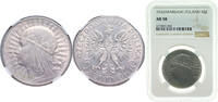 Poland 10 Zlotys Poland Second Republic 1932 MW 10 Złotych (Polonia) Silver (.750) Warsaw Mint (3100000) 22g NGC AU 58 Y 22 Schön 21 -