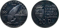 Andorra 20 Diners Andorra Principalty 1989 20 Diners - Joan Martí i Alanis (XXV Summer Olympic Games) Silver (.925) Karlsruhe Mint (15000) 16g PF -