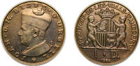 Andorra 1 Diner Andorra Principalty 1984 1 Diner - Joan Martí i Alanis (Episcopal Co-Prince) Brass (7500) 6.5g BU KM 15 -