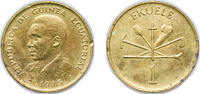 Equatorial Guinea 1 Ekuele Equatorial Guinea Republic 1975 1 Ekuele Brass (3000000) 2.4g AU KM 32 -