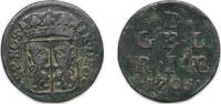 Netherlands 1 Duit Netherlands Dutch Republic Province of Gelderland 1703 Duit Copper 3.2g VF CNM 2.17.189 KM 75 -