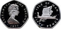 50 Pence 1977 PM Pobjoy Mint Isle of Man Isle of Man British dependency 1977 PM 50 Pence - Elizabeth II (2nd portrait; Silver Proof Issue) Silver...