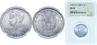 French West Africa 2 Francs French West Africa 1948 2 Francs Aluminium (12665000) 2.24g NGC MS 63 KM 4 Schön 4 -