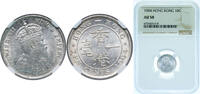 China 10 Cents China Hong Kong 1904 10 Cents - Edward VII Silver (.800) (30000000) 2.71g NGC AU 58 KM 13 -