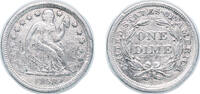 United States 1 Dime United States 1858 1 Dime Seated Liberty Dime (reduced weight) Silver (.900) (.100 copper) (1540000) 2.49g XF Cleaned KM A63.2 -