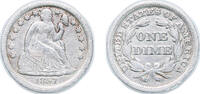 United States 1 Dime United States Federal republic 1857 1 Dime Seated Liberty Dime (reduced weight) Silver (.900) (.100 copper) (5580000) 2.49g VF -