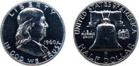 United States ½ Dollar United States Federal republic 1960 ½ Dollar Franklin Half Dollar Silver (.900) (1691602) 12.5g PF KM 199 Schön 200 -