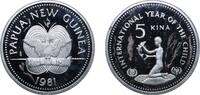 Papua New Guinea 5 Kina Papua New Guinea 1981 5 Kina - Elizabeth II (Children) Silver (.500) (8775) 26.64g PF KM 18 -