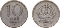 Sweden 10 Öre Sweden Kingdom 1943 G 10 Öre - Gustaf V Billon (.400 silver) Stockholm Mint (7661100) 1.44g XF KM 813 Schön 43 -