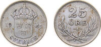 Sweden 25 Öre Sweden Kingdom 1941 G 25 Öre - Gustaf V Silver (.600) Stockholm Mint (1995200) 2.42g XF KM 785 Schön 24 -