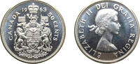 Canada 50 Cents Canada Commonwealth 1963 50 Cents - Elizabeth II (1st portrait, complete coat of arms) Silver (.800) (.800 silver .200 copper) O -