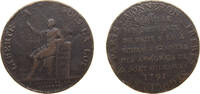 France 2 Sols France Kingdom 1791 2 Sols - Monneron Freres Bronze 17.95g VF KM Tn23 -